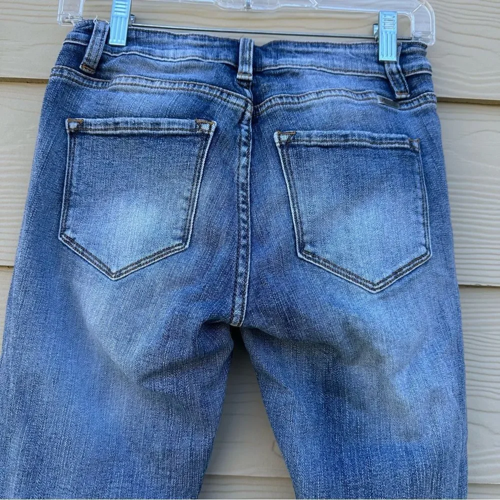 Kancan Hi‎ Rise Skinny Exposed Button Fly Distressed Raw Hem Jeans-Sz 3 / 25